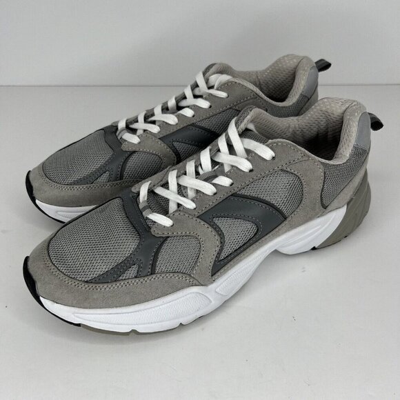 H&M Beige/Taupe Mesh & Suede Womens Size 10 Lace-Up Walking/Athletic Sneakers - Picture 1 of 9